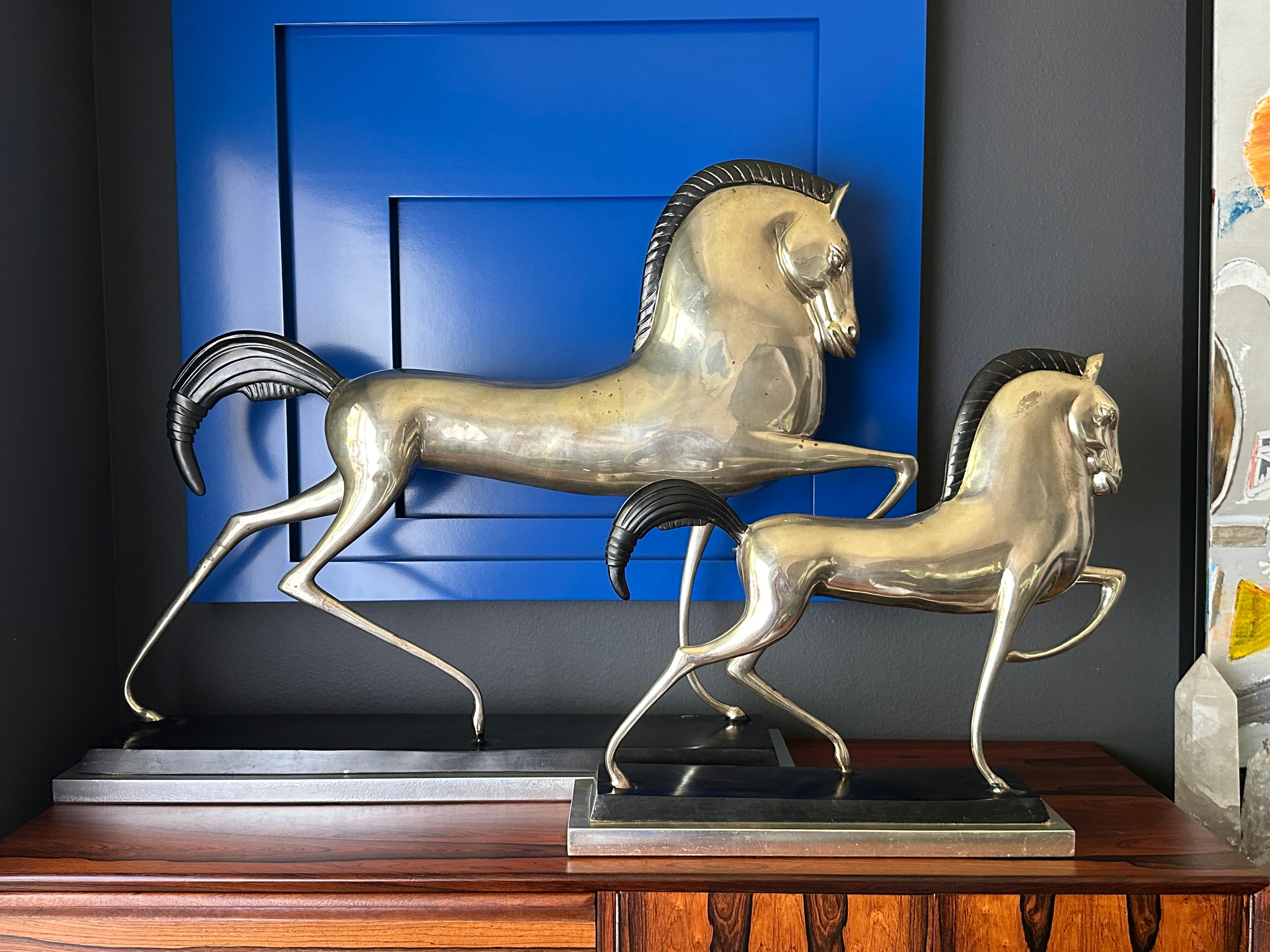 Art Deco Style Silvered Brass Etruscan Horse Sculpture For Sale 9