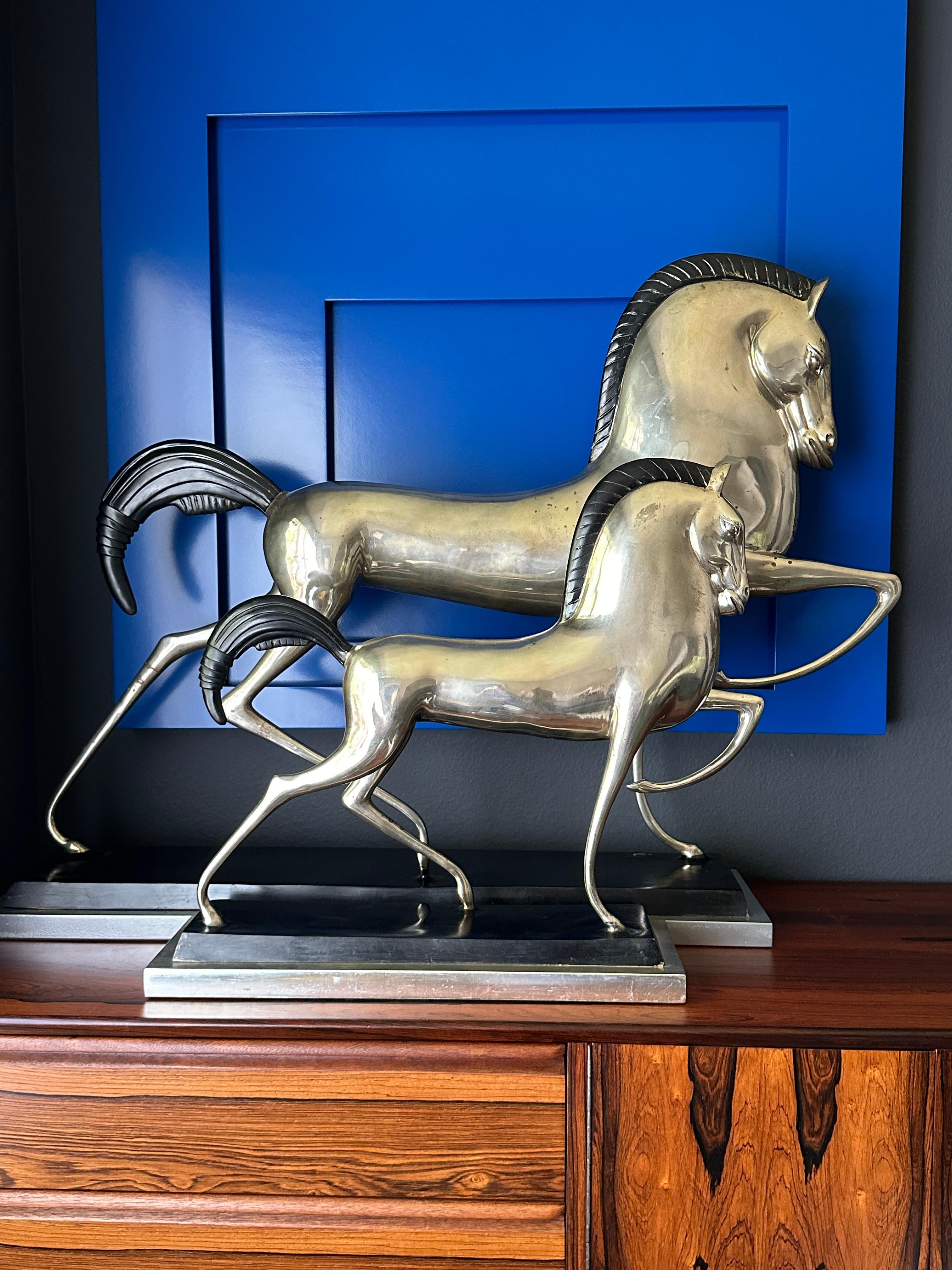 Art Deco Style Silvered Brass Etruscan Horse Sculpture For Sale 10