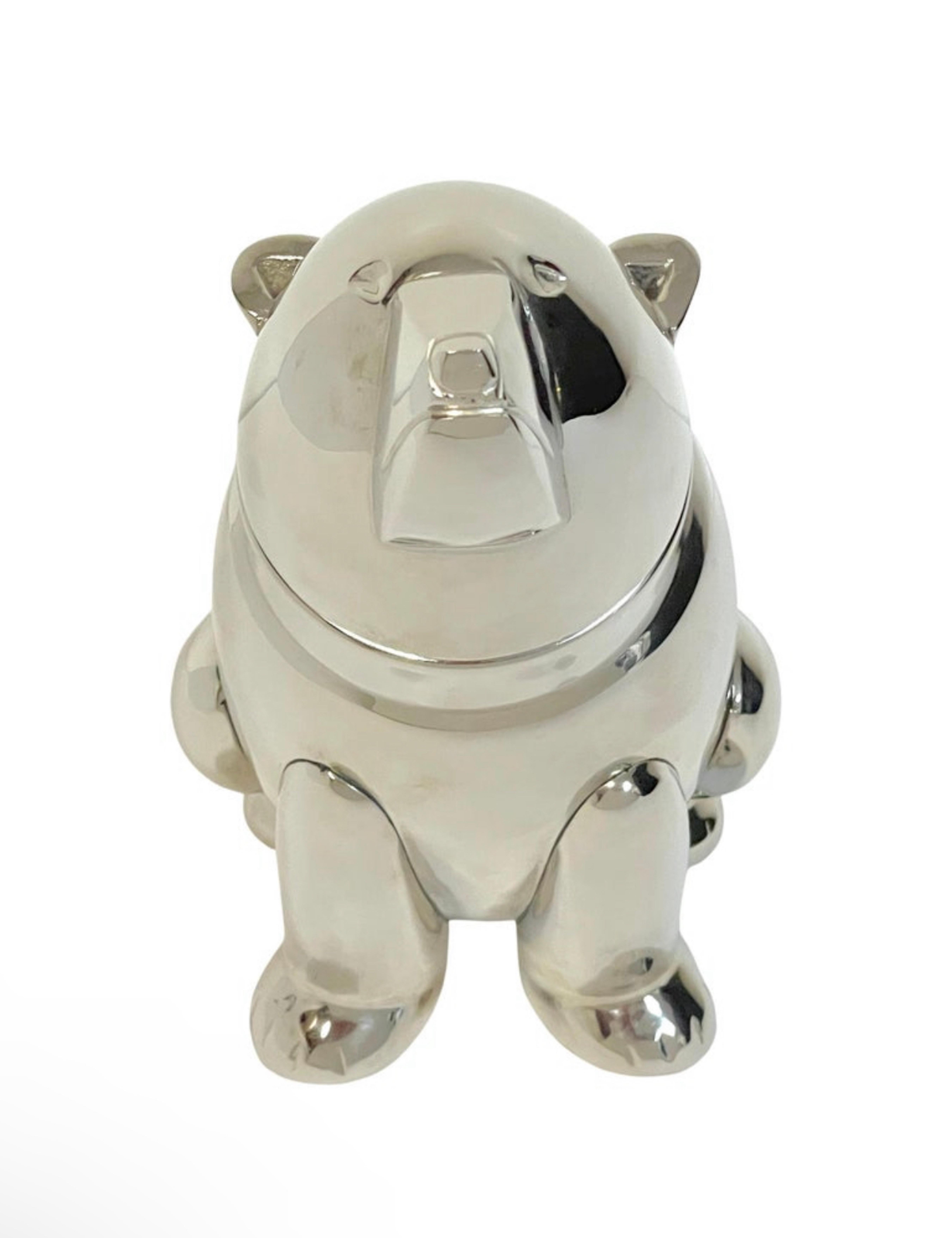 20th Century Art Deco Style Silverplated Seated Bear Cocktail Shaker