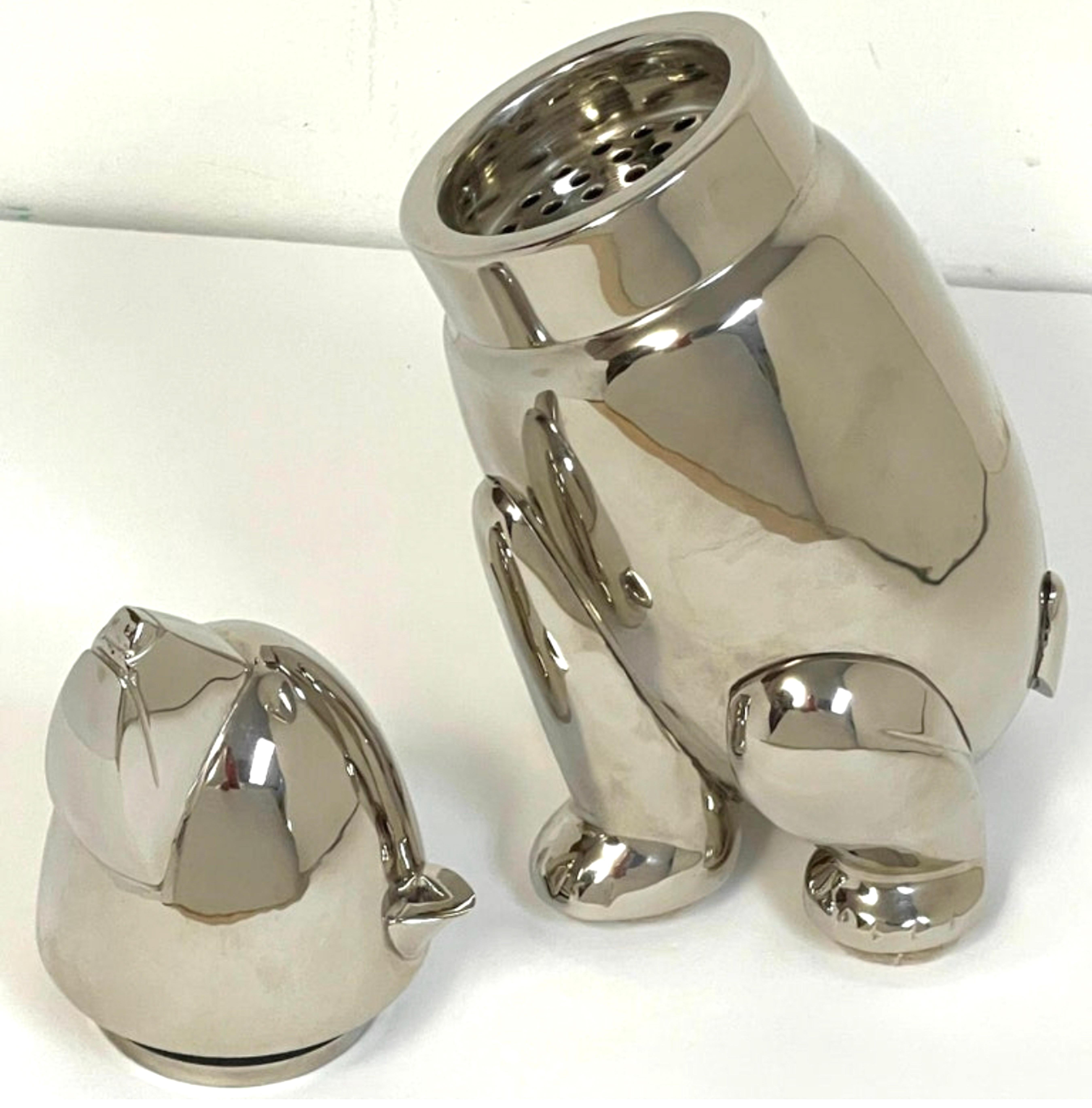 Silver Plate Art Deco Style Silverplated Seated Bear Cocktail Shaker