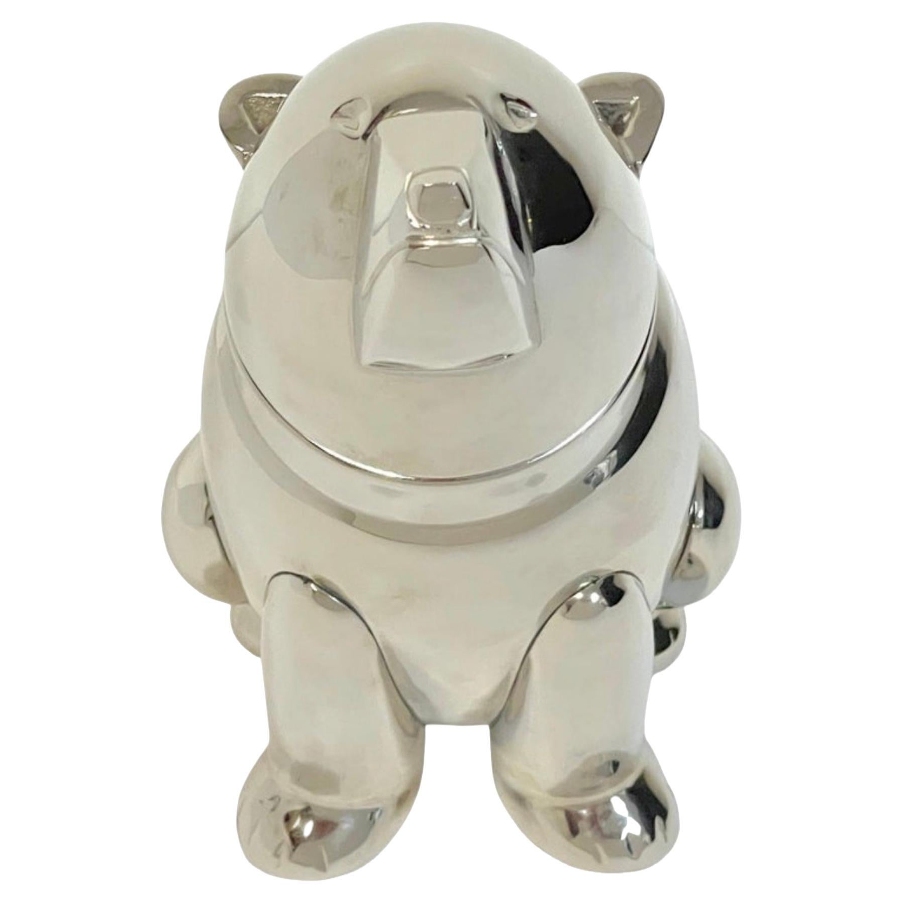 Art Deco Style Silverplated Seated Bear Cocktail Shaker