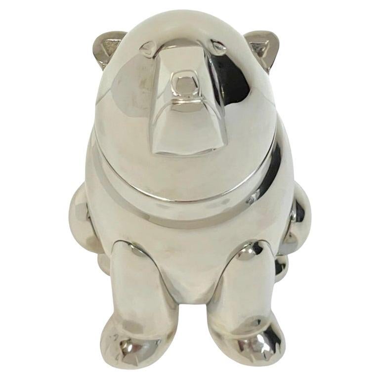 Art Deco Style Silverplated Seated Bear Cocktail Shaker For Sale