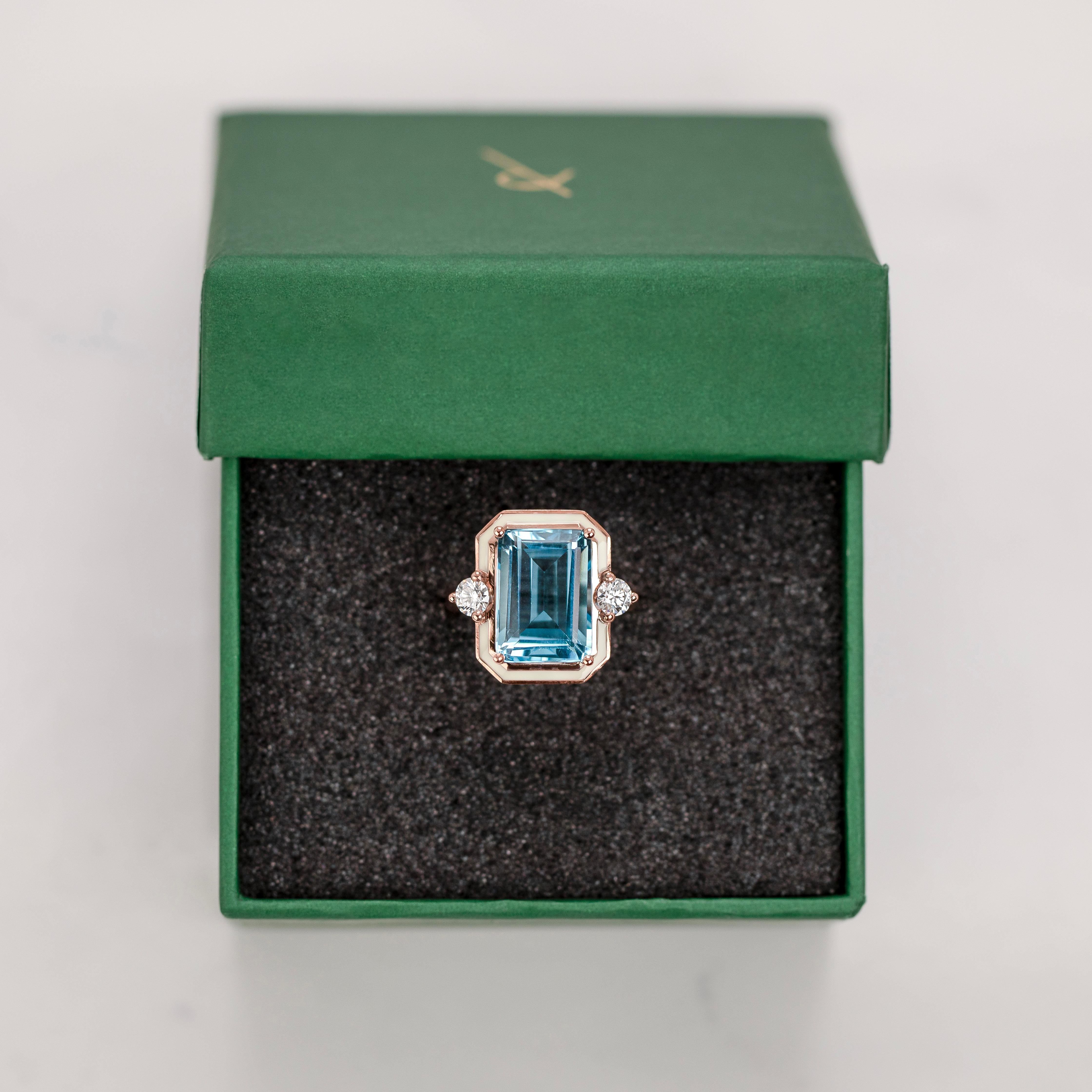 14k Solid Gold Cocktail Ring, Blue Topaz Ring, Art Deco Rings, Vintage Rings For Sale 5