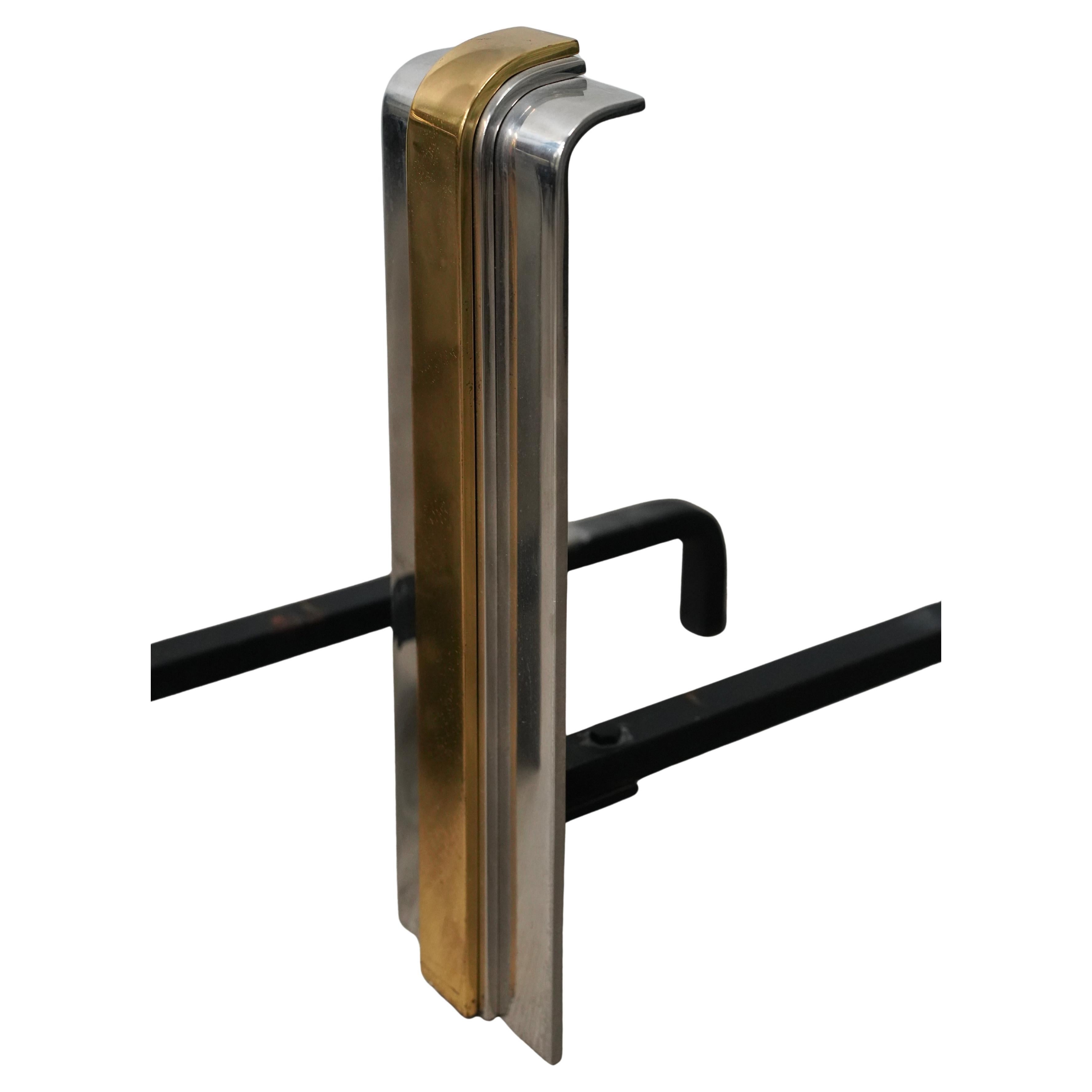 Art Deco Style Skyscraper Brass and Polished Steel Andirons by Danny Alessandro In Good Condition For Sale In Miami, FL