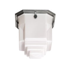 Art Deco Style Skyscraper Form Molded Milk Glass Chandelier W/ Aluminum Fittings