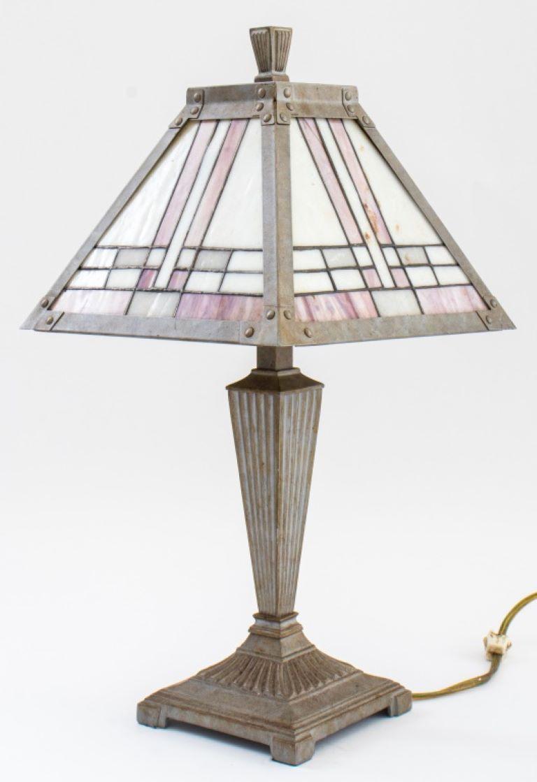 Art Deco Style Slag Glass Table Lamp For Sale 1