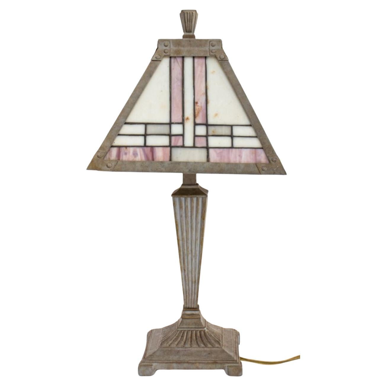 Art Deco Style Slag Glass Table Lamp For Sale