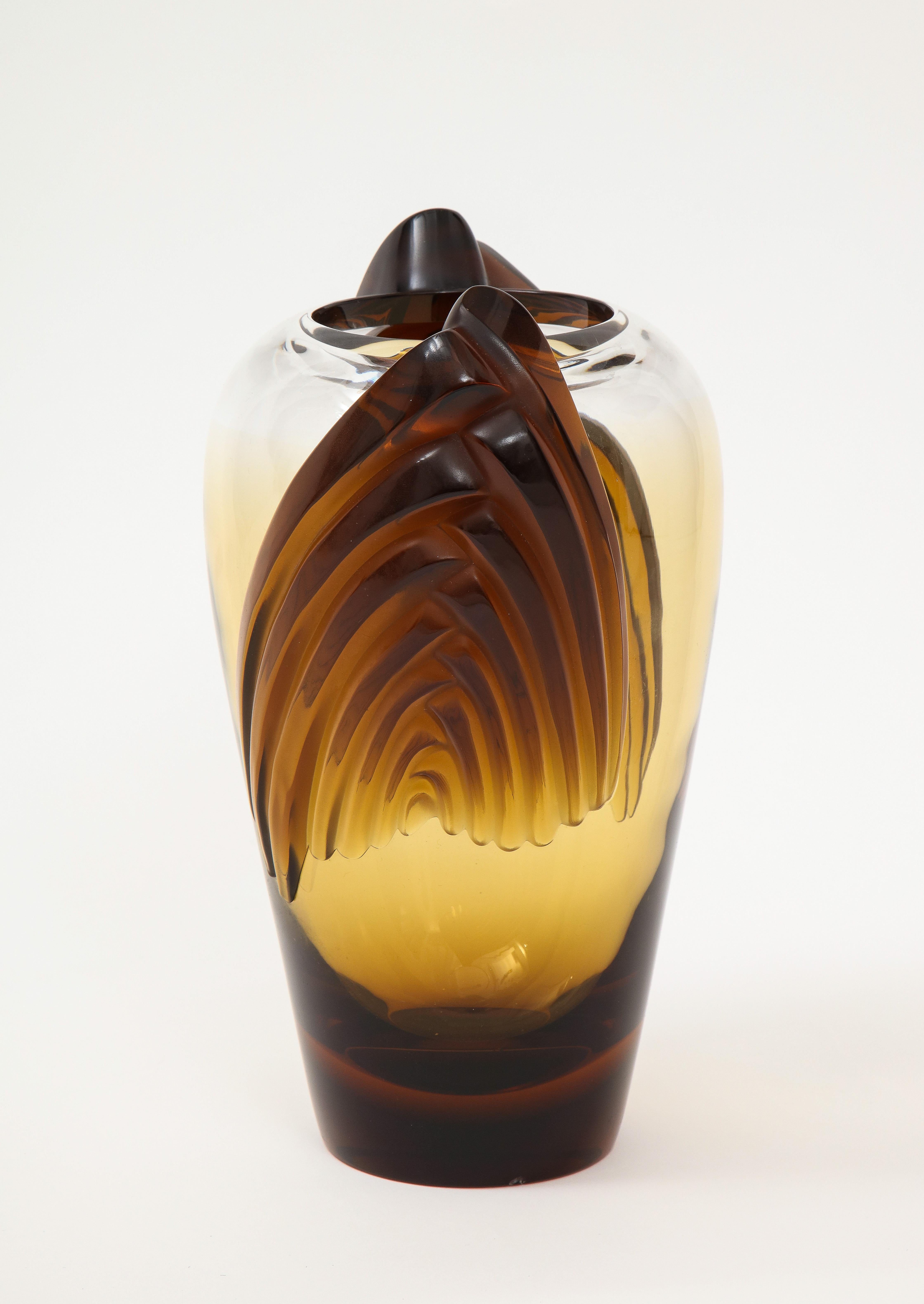 Vase « Marrakech » en verre fumé de style Art Déco par Lalique Bon état - En vente à Montreal, QC