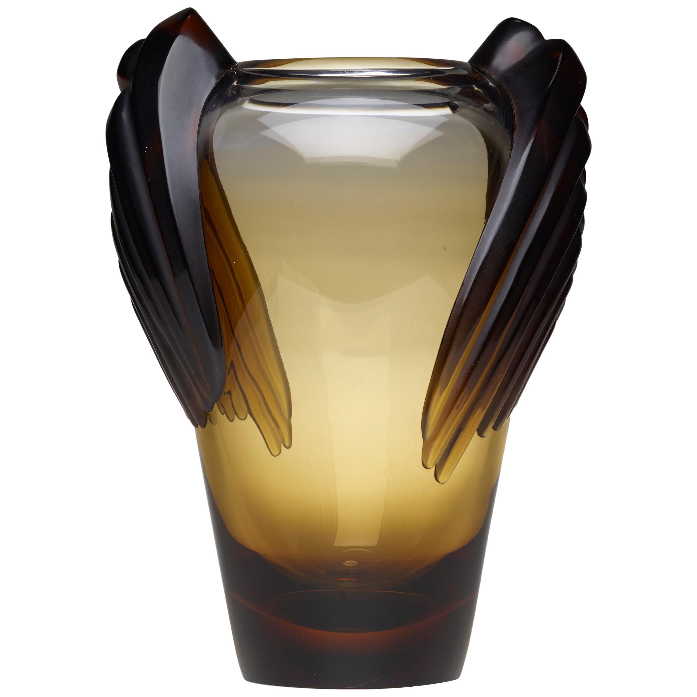 Art Deco Style Smoked Glass "Marrakech" Vase by Lalique For Sale