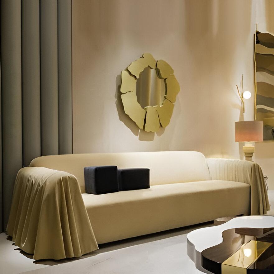 Canapé de style Art Déco recouvert de velours olive par Munna Design Neuf - En vente à NEW YORK, NY