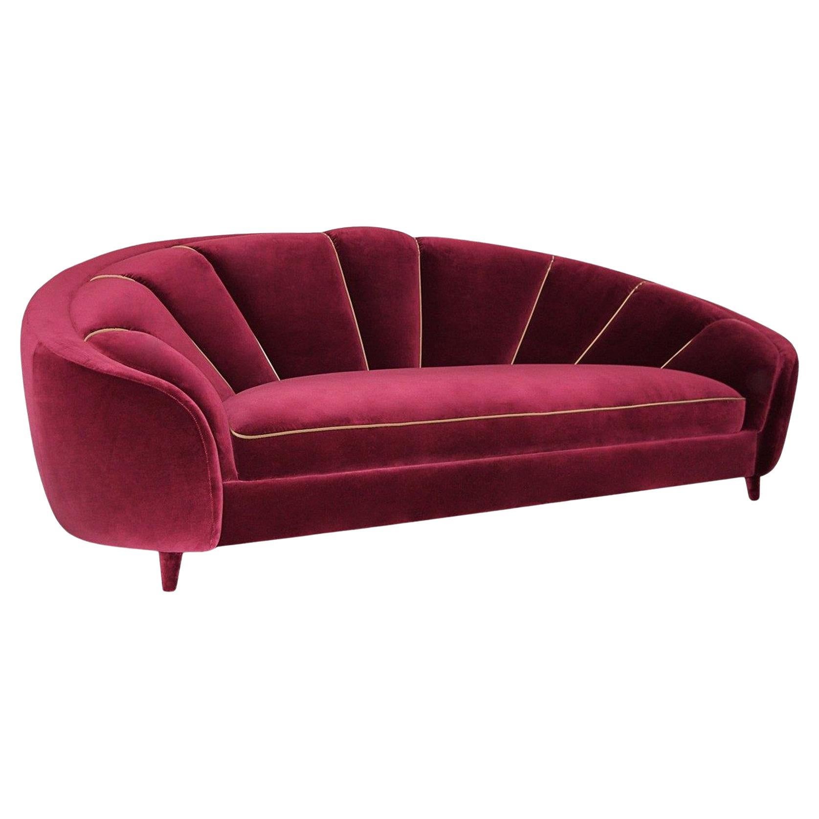 Art Deco Style Sofa With Curved Silhouette For Sale