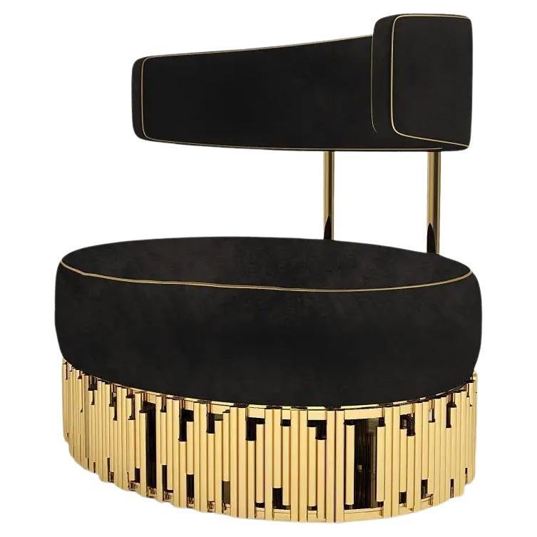 Art Deco Style Sofa In Polished Brass And Cotton Velvet For Sale