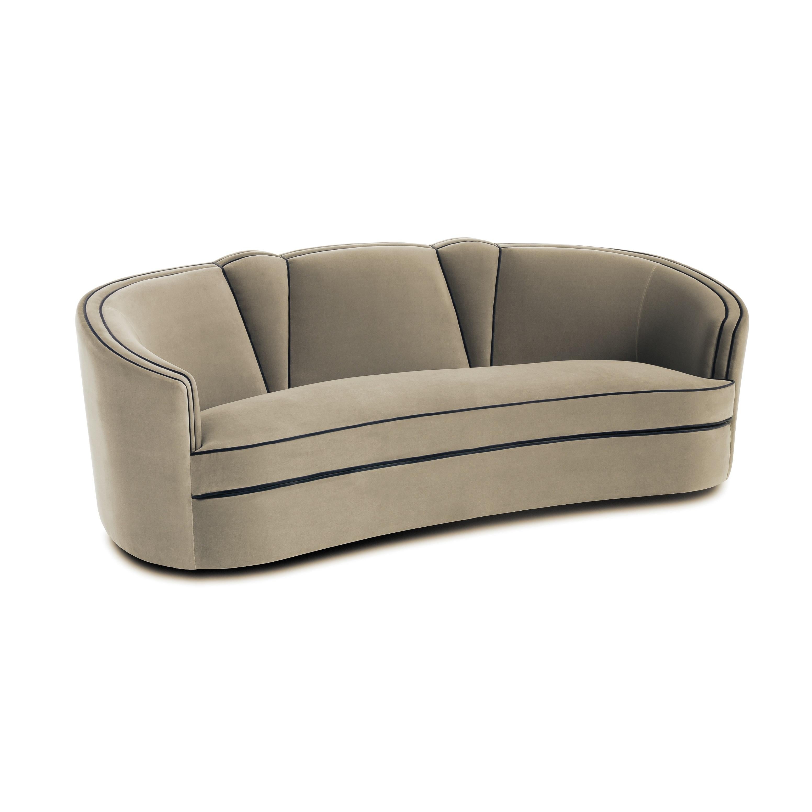 Sofa im Art-déco-Stil aus Samt mit getöntem Kissen im Angebot 8