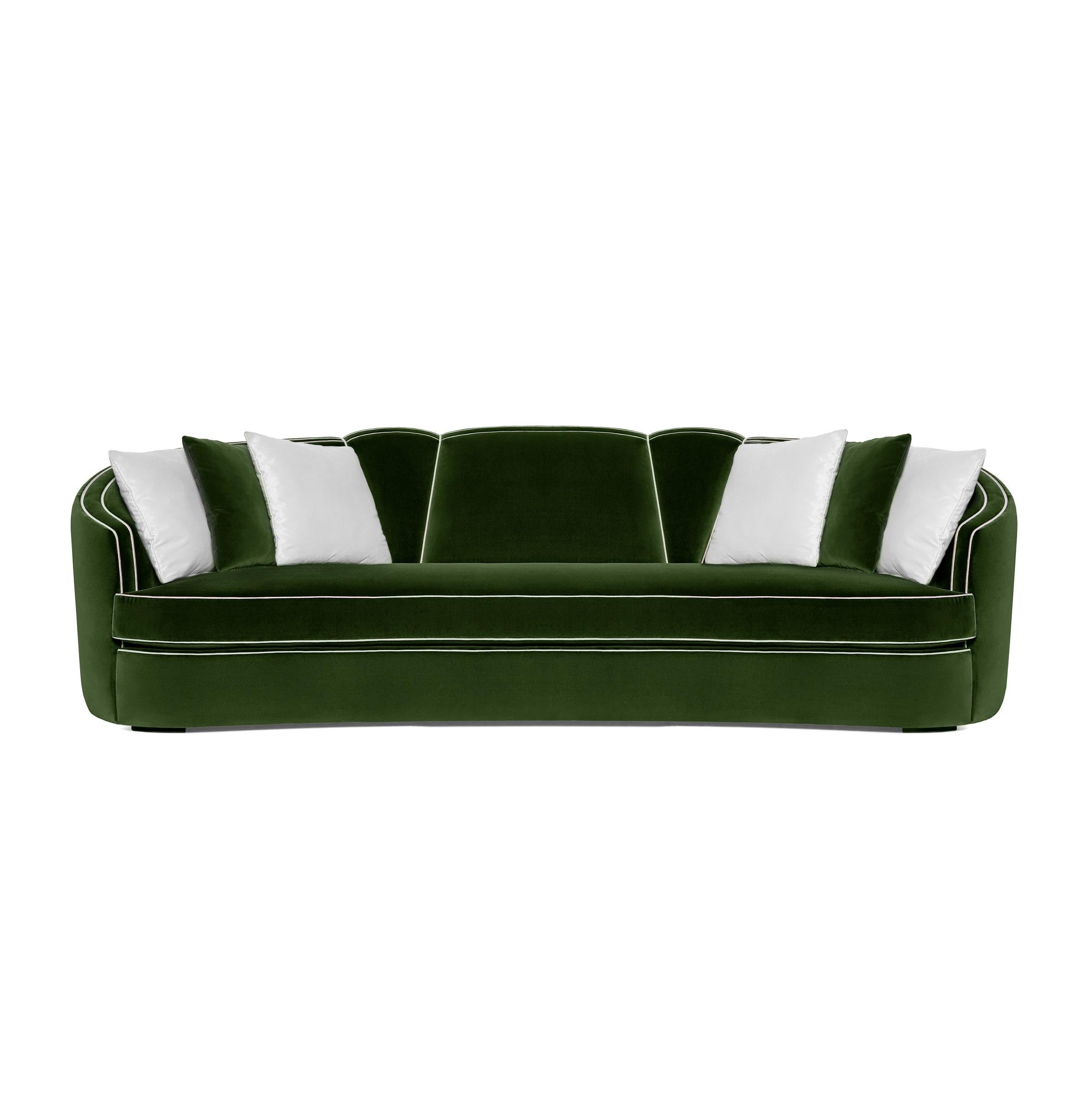 Sofa im Art-déco-Stil aus Samt mit getöntem Kissen (Moderne) im Angebot