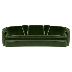 Art Deco Style Sofa in Velvet with Toned Pipping