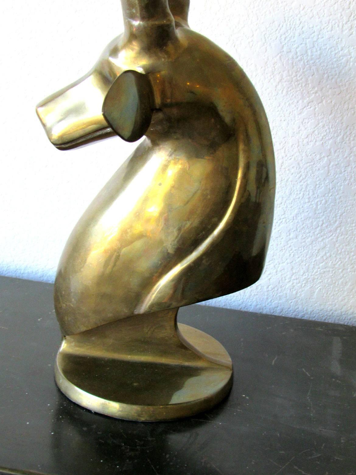 American Art Deco Style Solid Brass Bust of an African Gazelle, circa 1970s