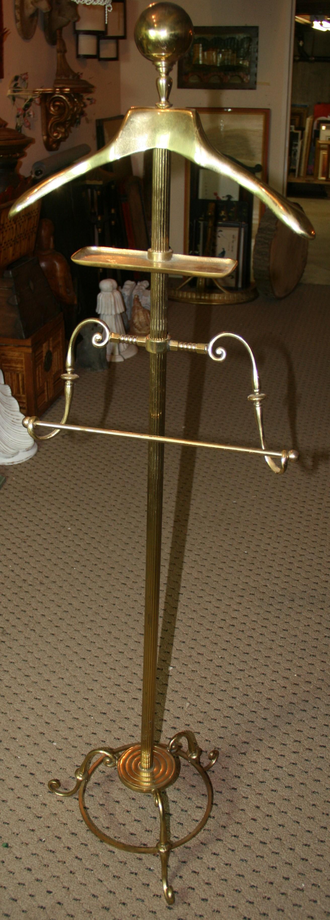 Mid-20th Century Art Deco Style Solid Brass Valet Stand 1960's For Sale