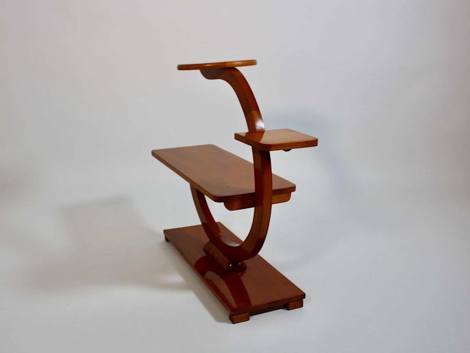 20th Century Art Deco Style Solid Cherry Flower Shelf Flower Stand 1970s Austria For Sale