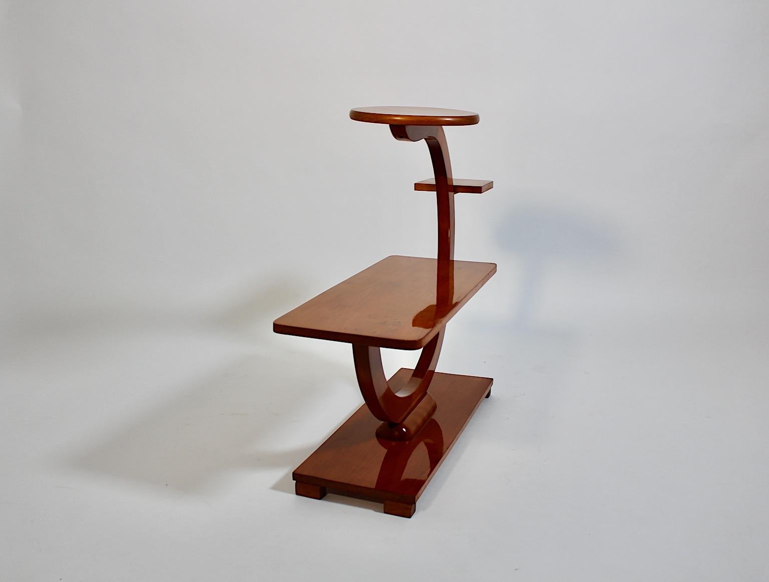 Art Deco Style Solid Cherry Flower Shelf Flower Stand 1970s Austria For Sale 1