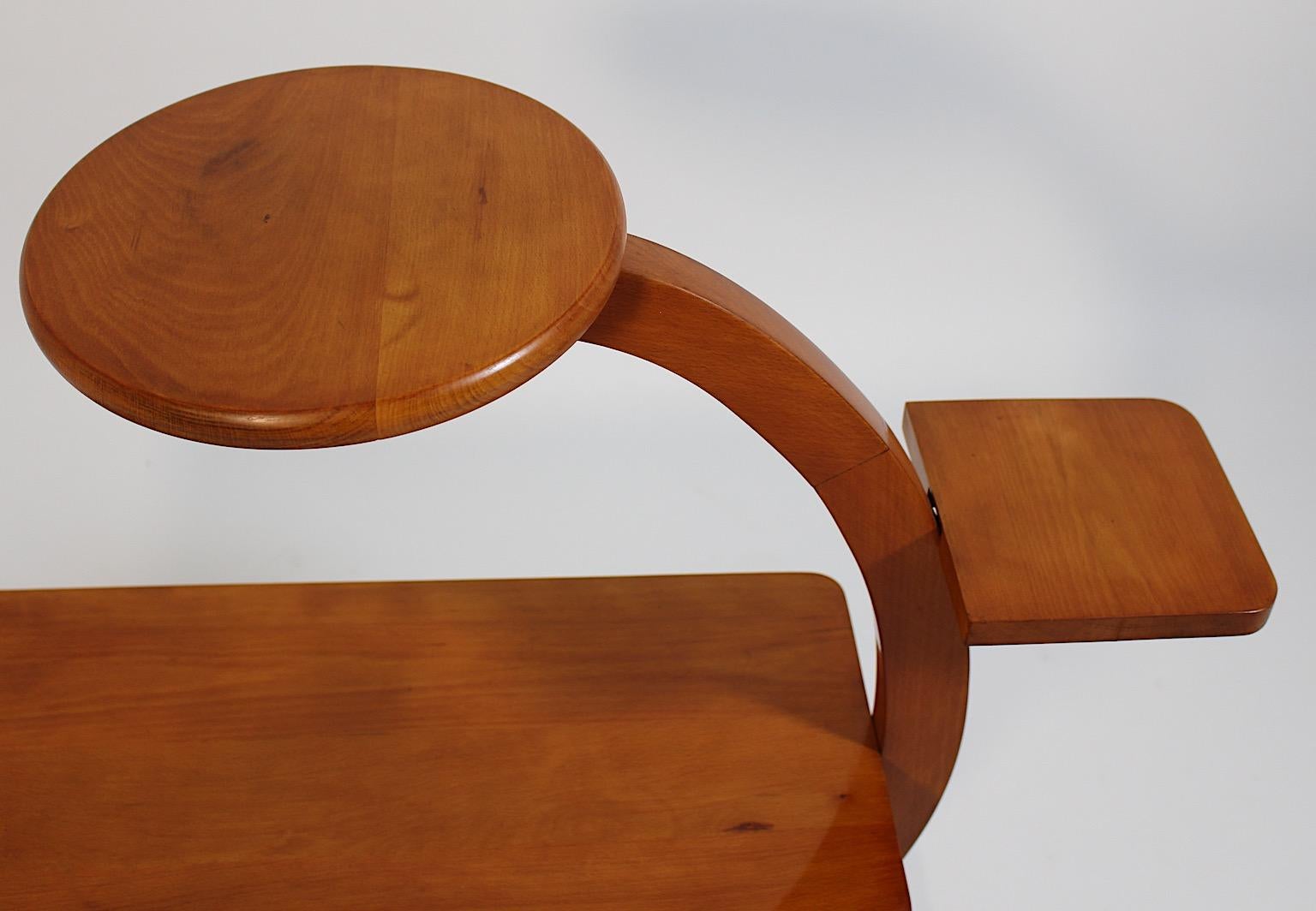 Art Deco Style Solid Cherry Flower Shelf Flower Stand 1970s Austria For Sale 3
