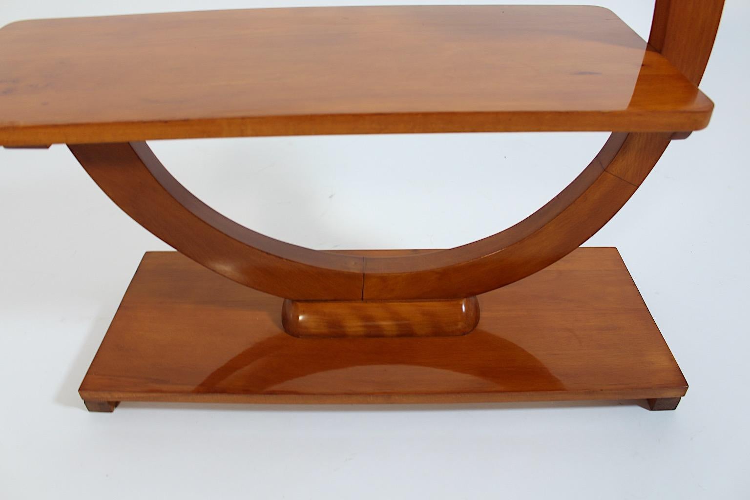 Art Deco Style Solid Cherrywood Flower Stand or Shelf 1970s Austria For Sale 4