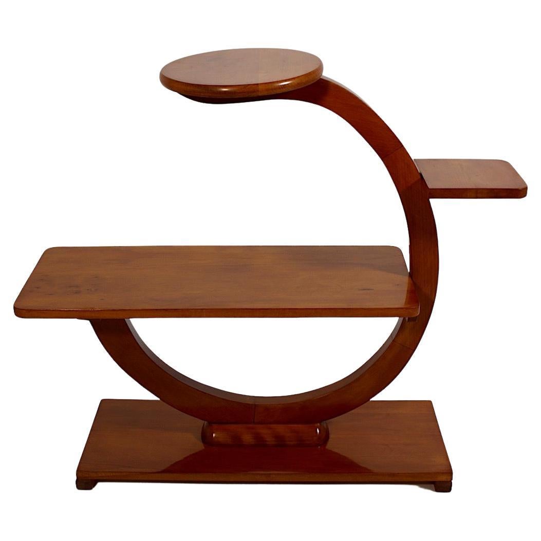 Art Deco Style Solid Cherrywood Flower Stand or Shelf 1970s Austria