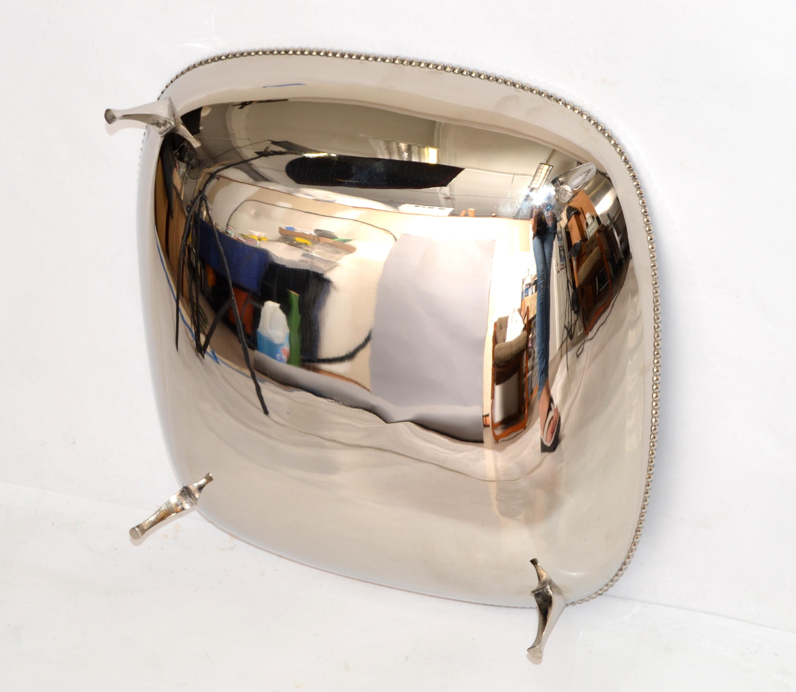 Art Deco Stil Quadratische Schale mit Fuß Versilbert & Silber Rand Tafelaufsatz im Angebot 2