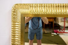 Art Deco Style Square Wall Mirror in a Gilt Finish