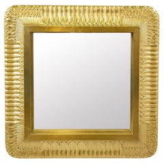 Art Deco Style Square Wall Mirror in a Gilt Finish