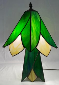 Art Deco Style Stained Glass Table Lamp