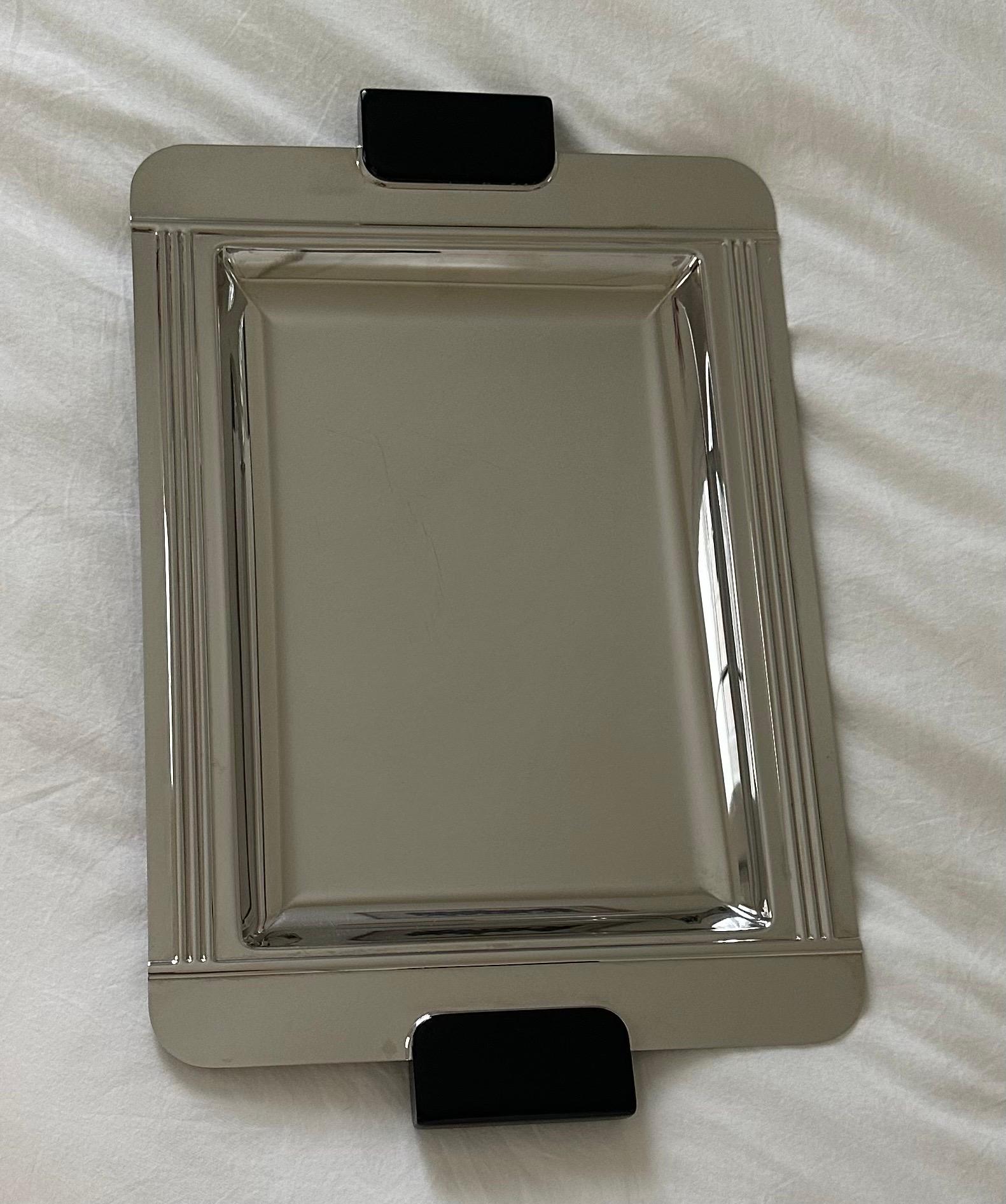 Plateau de bar en acier inoxydable et résine de style Art Déco par Jean Couzon de France en vente 1