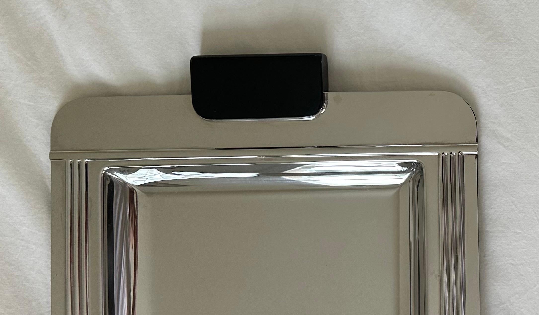 Plateau de bar en acier inoxydable et résine de style Art Déco par Jean Couzon de France en vente 2