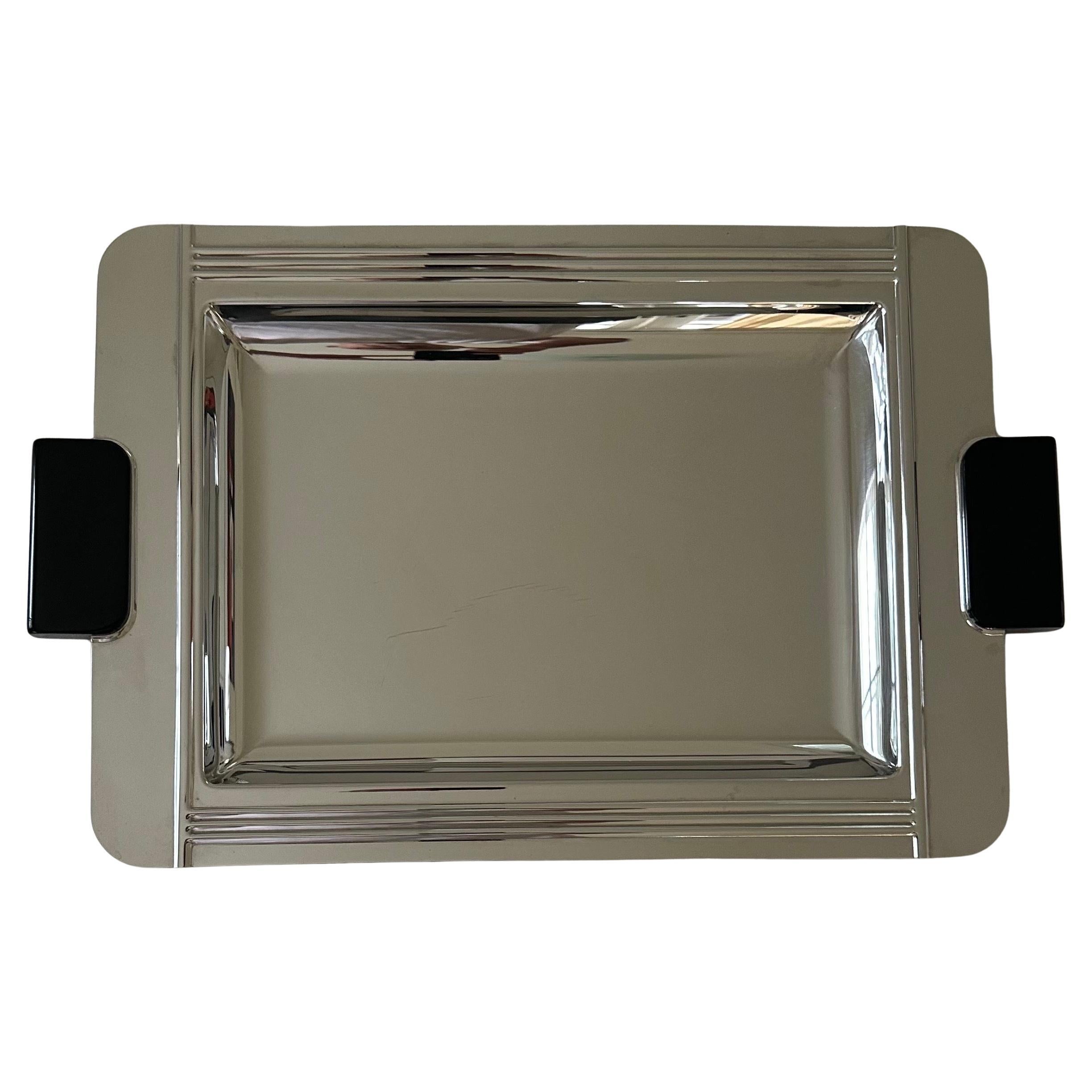 Art Deco Style Stainless Steel & Resin Barware Tray by Jean Couzon of France