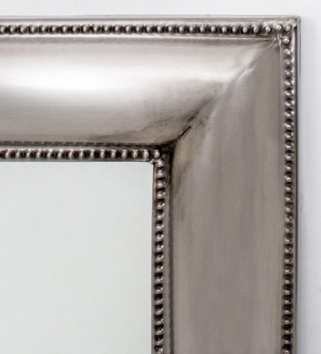 Art Deco Style Stamped Steel Framed Mirror In Good Condition For Sale In New York, NY