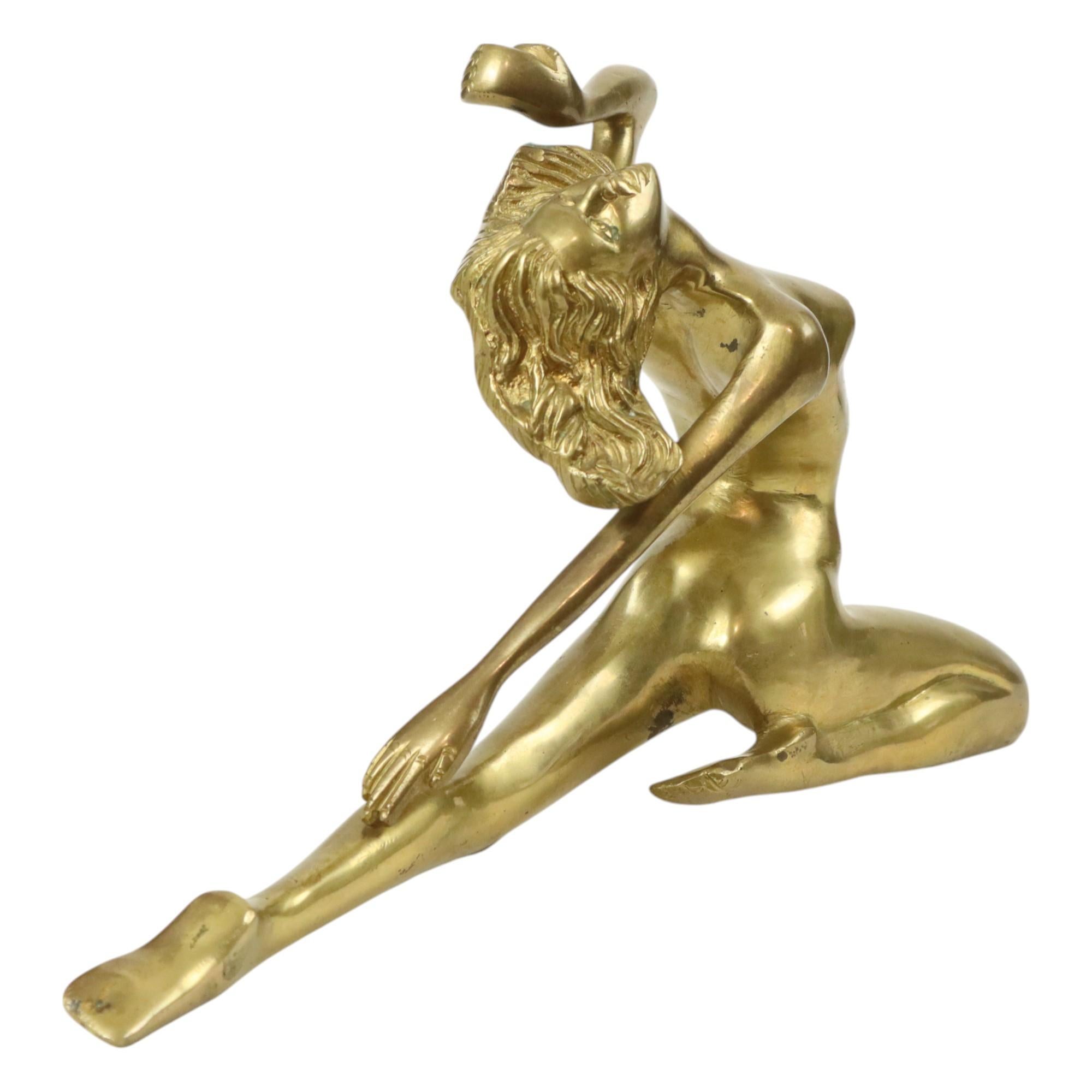 Statua in stile Art Deco Eleg Donna Nuda in ottone massiccio in vendita 3