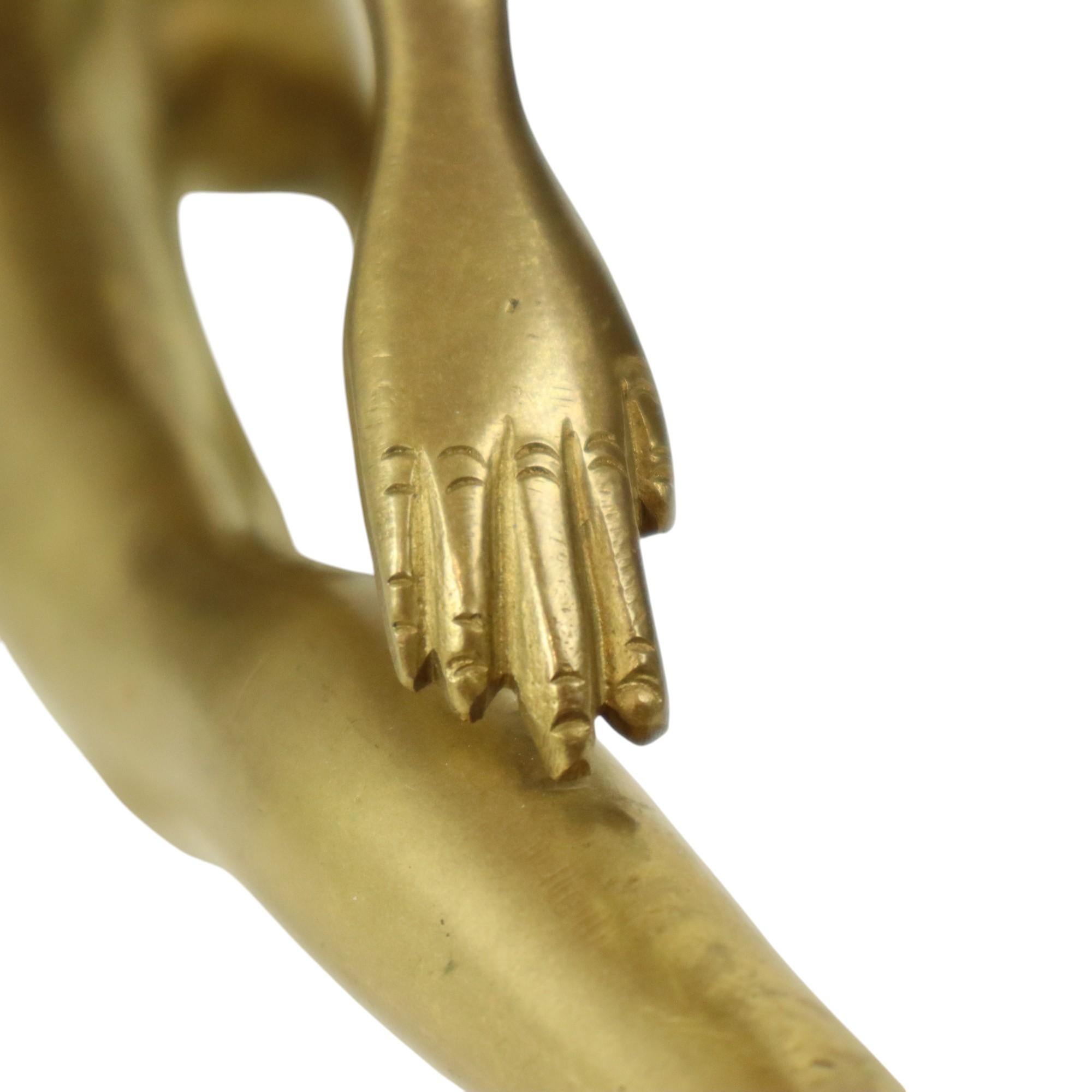 Statua in stile Art Deco Eleg Donna Nuda in ottone massiccio in vendita 4