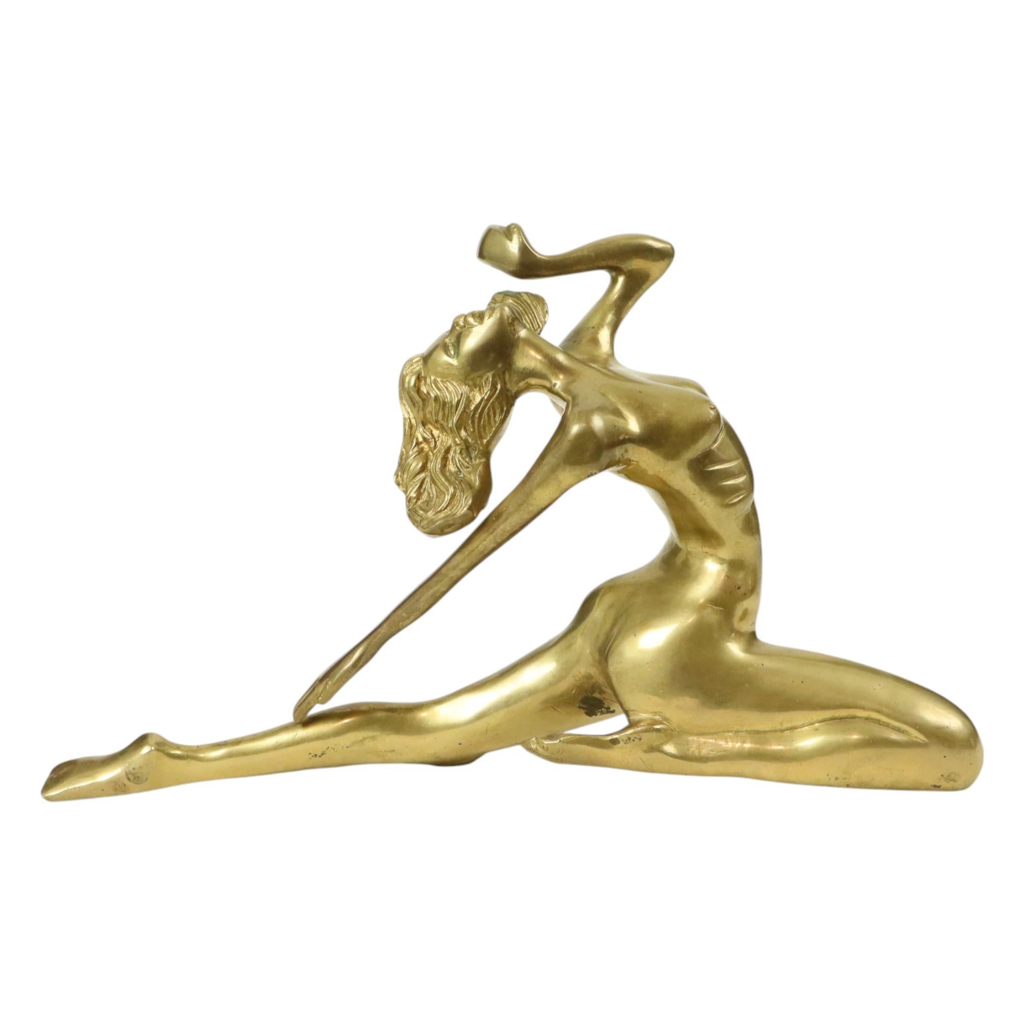 Statua in stile Art Deco Eleg Donna Nuda in ottone massiccio In condizioni buone in vendita a Poperinge, BE