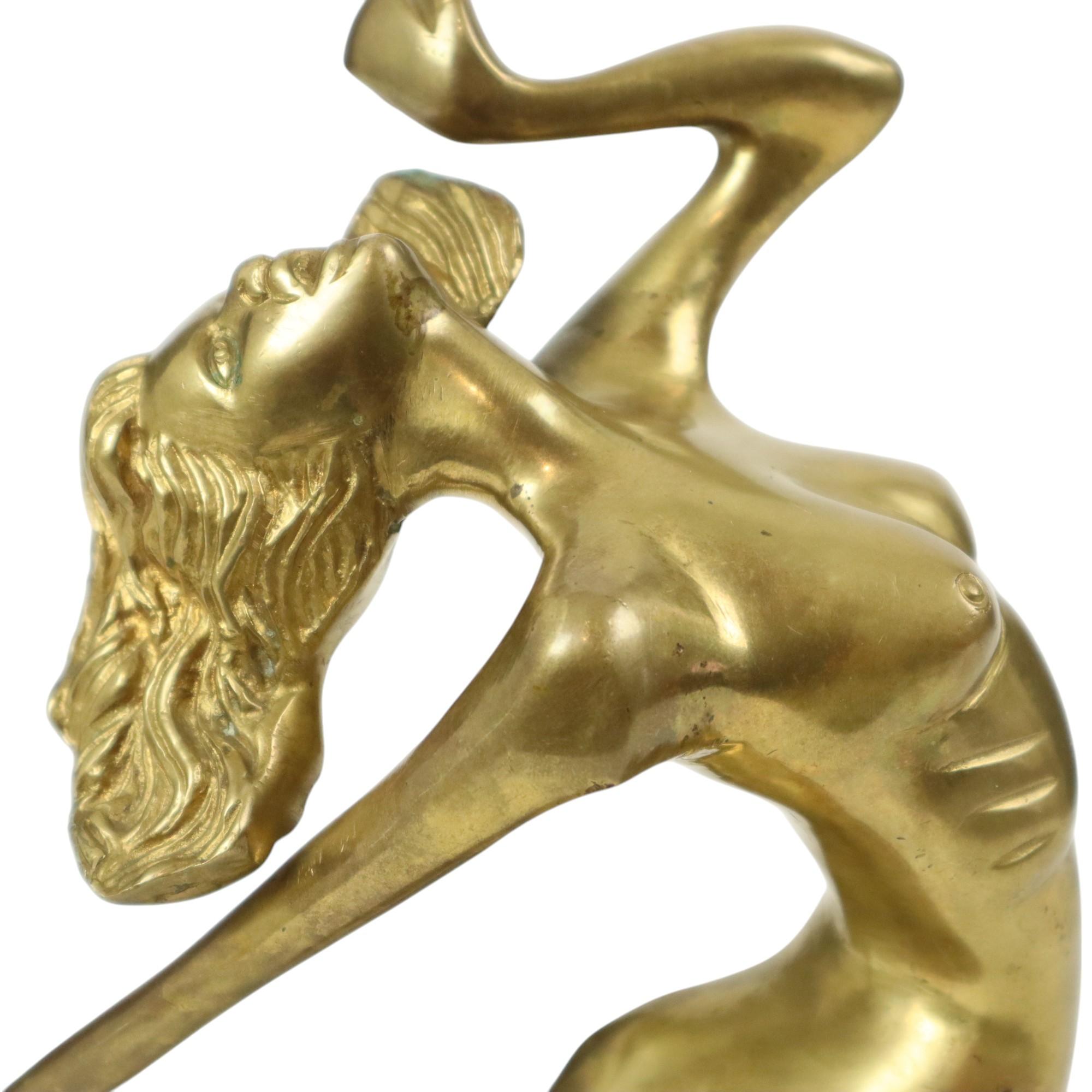 Statua in stile Art Deco Eleg Donna Nuda in ottone massiccio in vendita 1