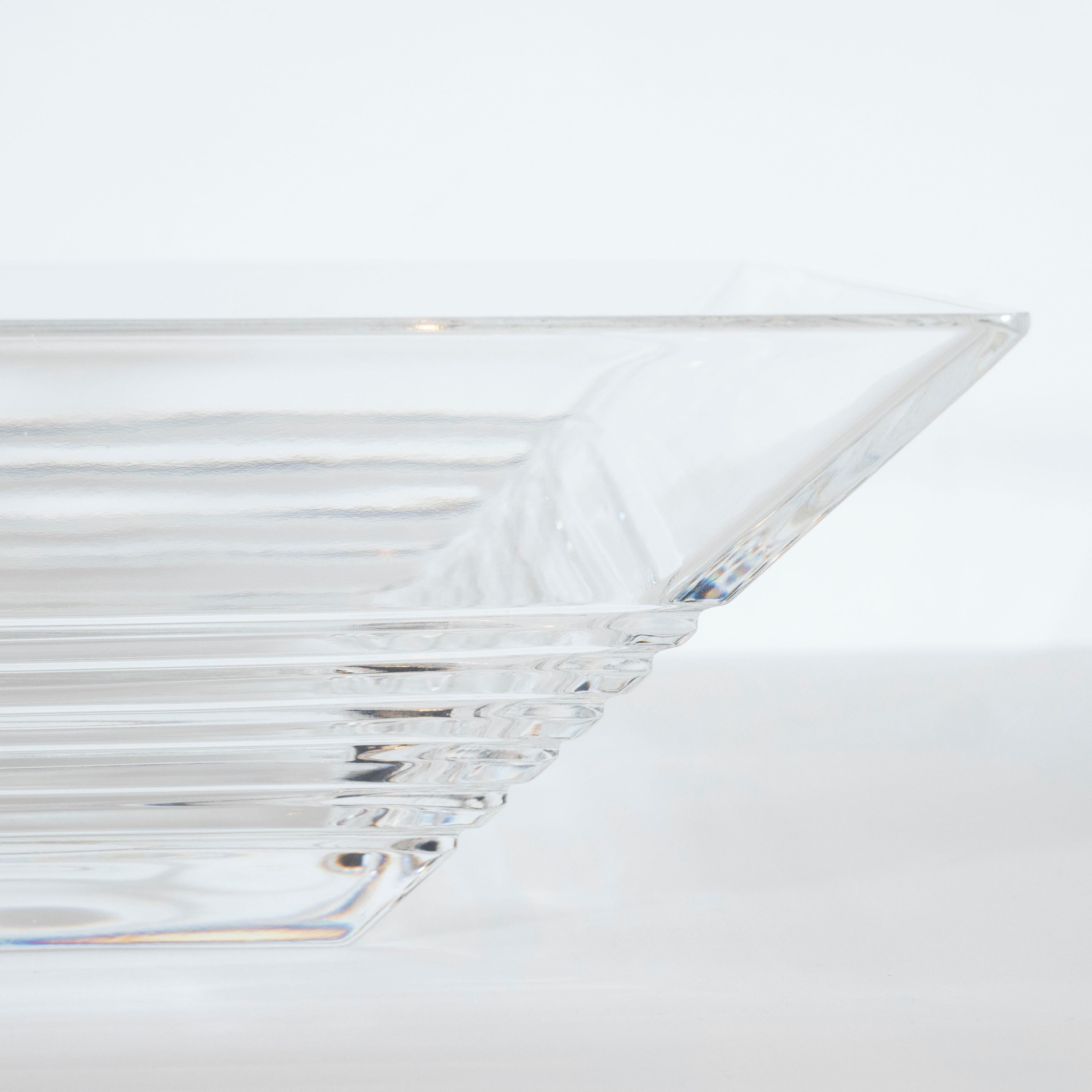 American Art Deco Style Stepped Translucent Crystal Decorative Bowl by Tiffany & Co.