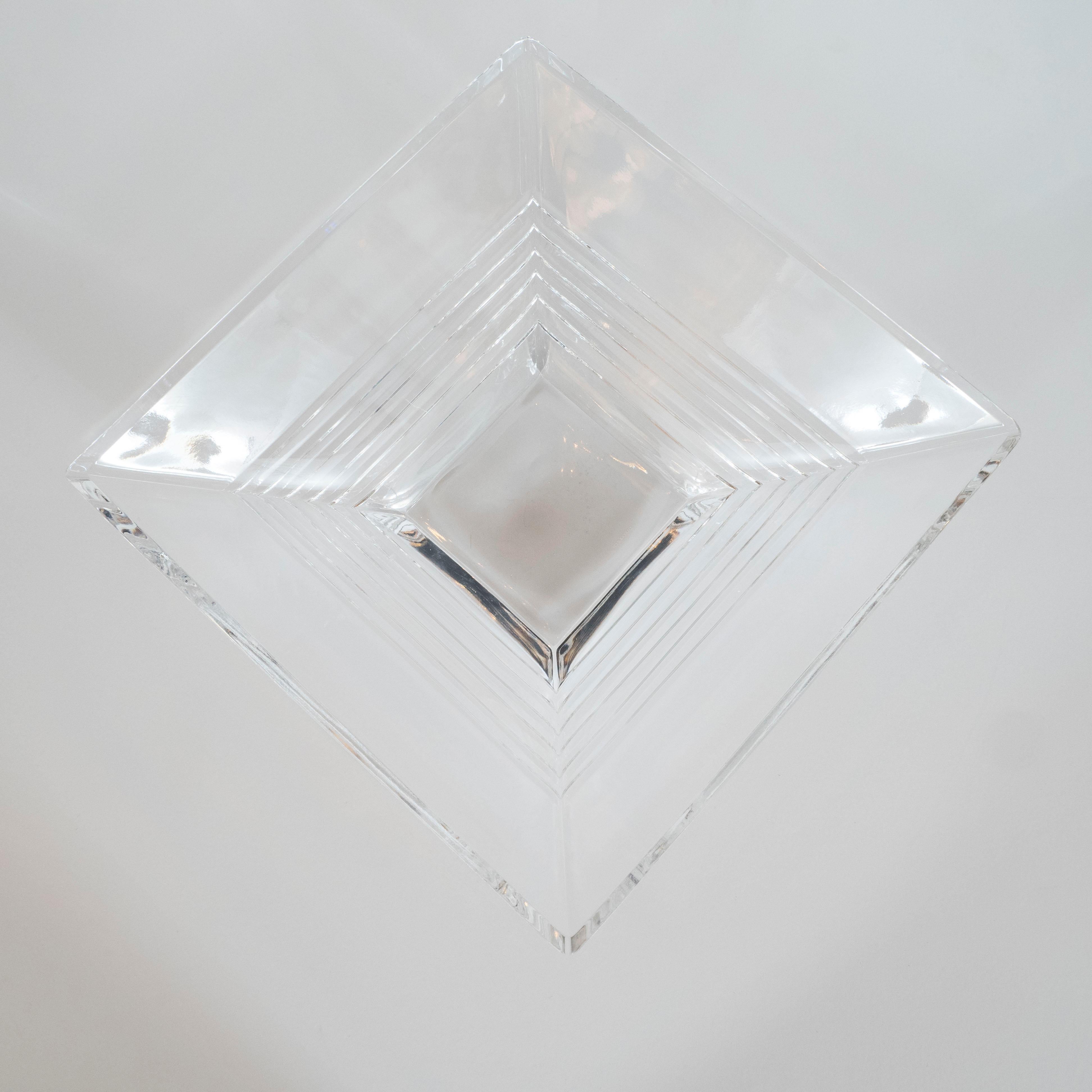 Late 20th Century Art Deco Style Stepped Translucent Crystal Decorative Bowl by Tiffany & Co.