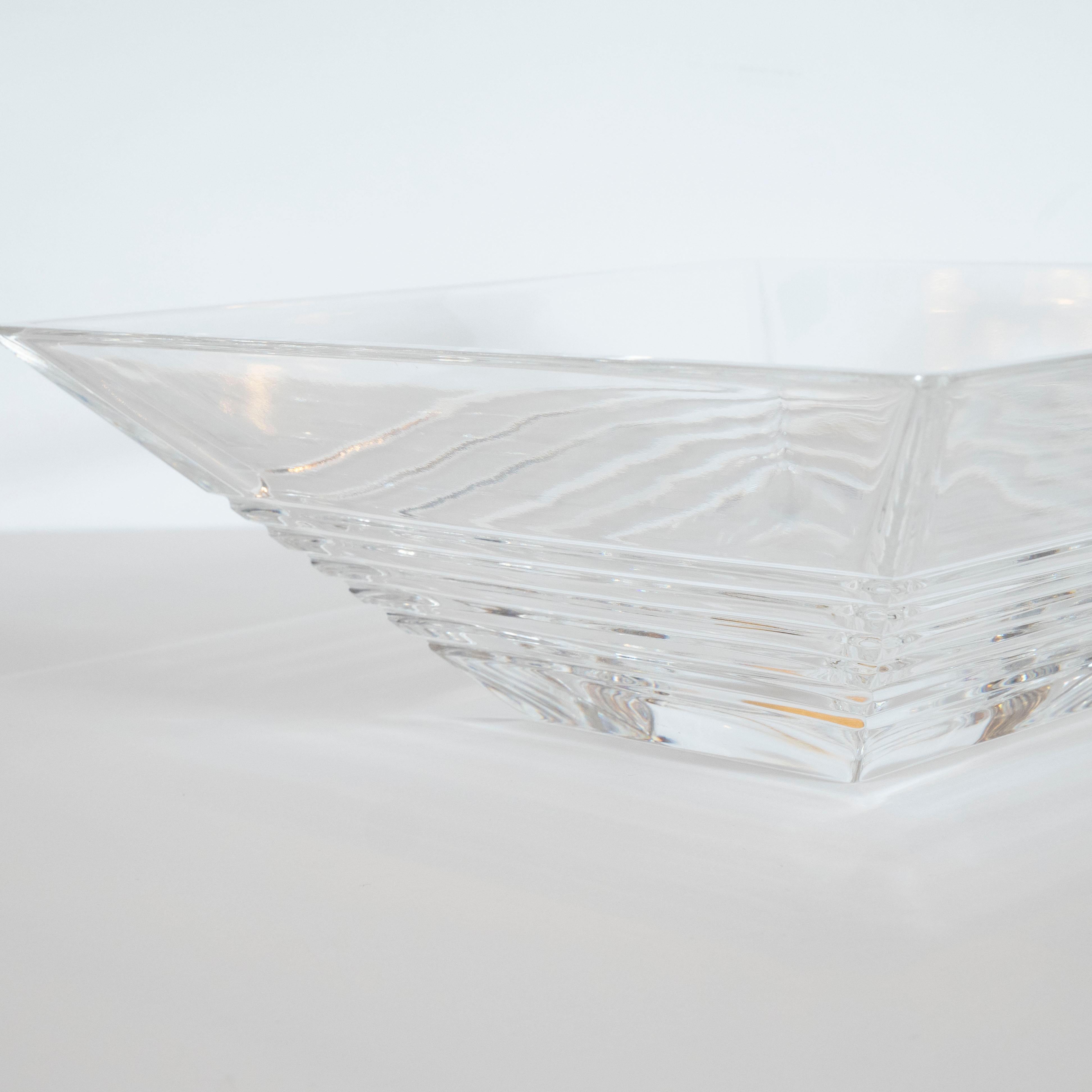 Art Deco Style Stepped Translucent Crystal Decorative Bowl by Tiffany & Co. 1