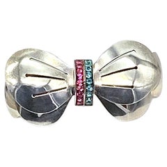 Used Art Deco Style Sterling Bowtie Brooch