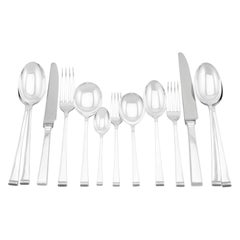 Cantimplora de Cubiertos de Plata de Ley Estilo Art Déco para Ocho Personas