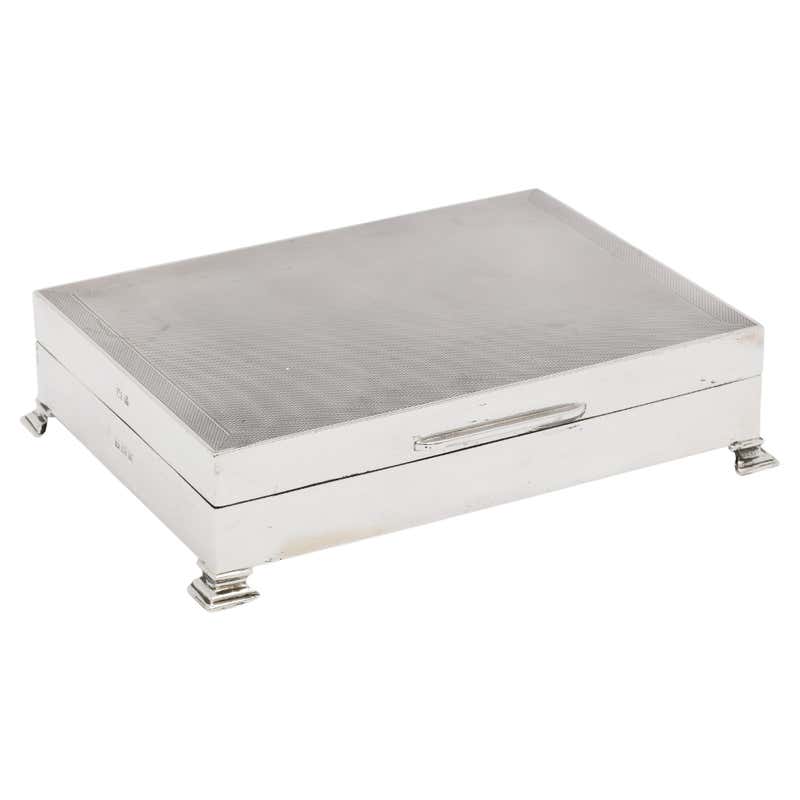 Art Deco Sterling Silver Table Box with Hinged Lid at 1stDibs