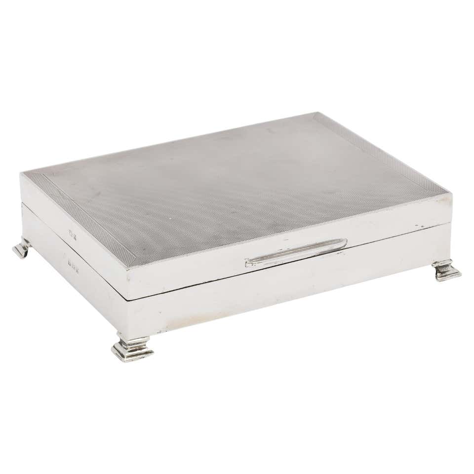 Art Deco Sterling Silver Table Box with Hinged Lid at 1stDibs