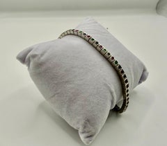 Art Deco Stil Sterling Silber Rubin, Smaragd & Saphir Tennis-Armband, 9 CT