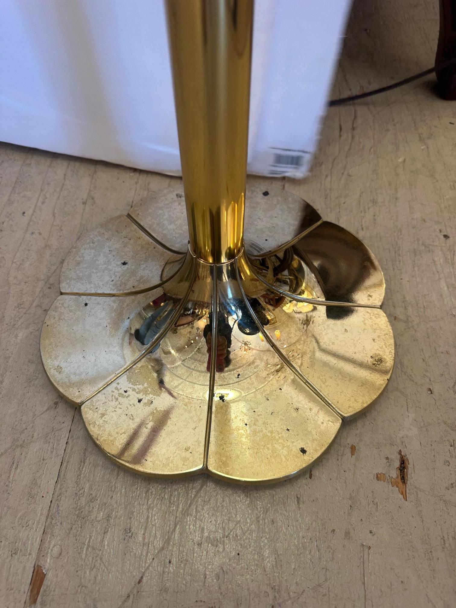 American Art Deco Style Stiffel Solid Brass Tulip Torchiere Floor Lamp For Sale