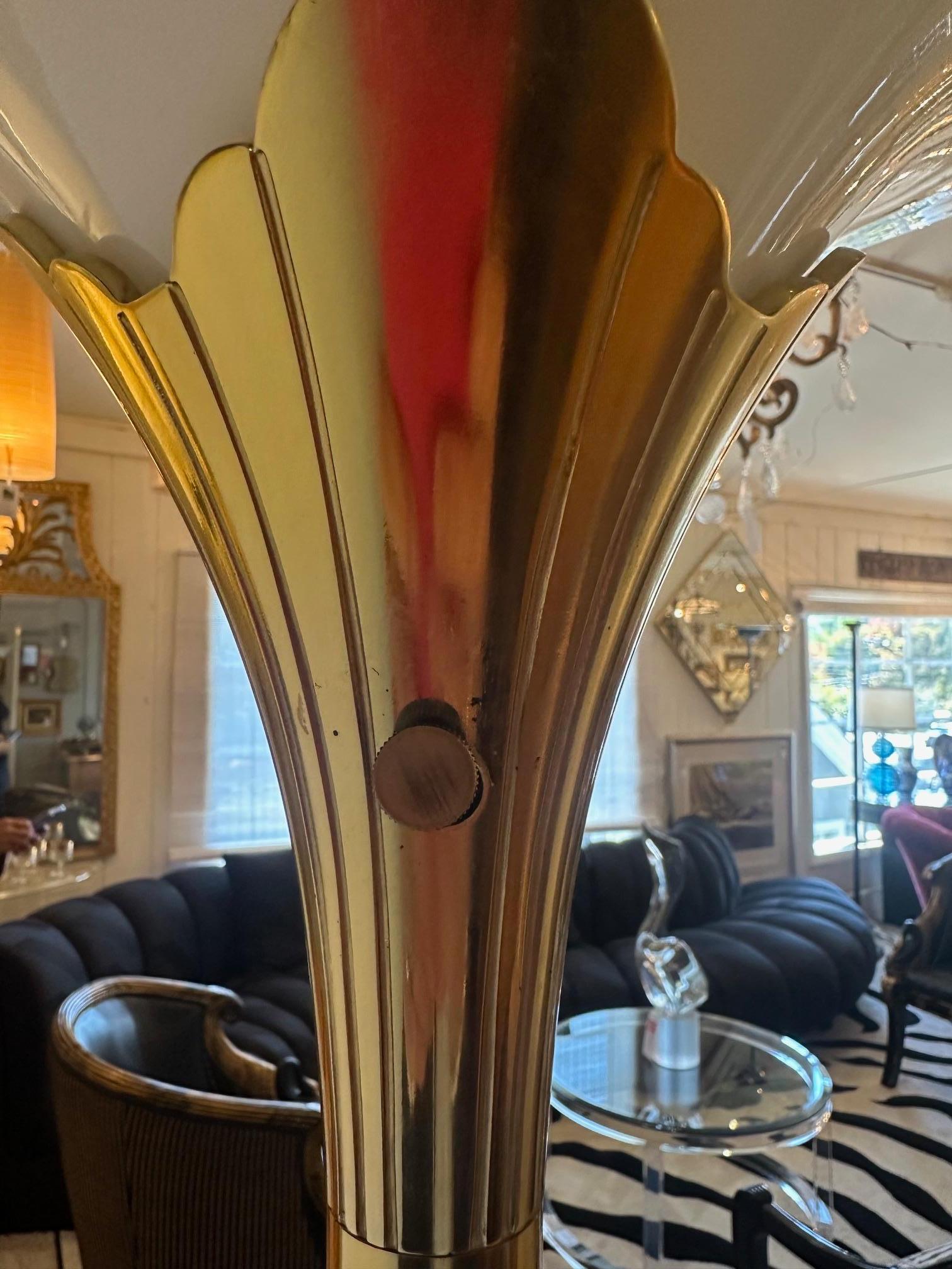 Art Deco Style Stiffel Solid Brass Tulip Torchiere Floor Lamp For Sale 1
