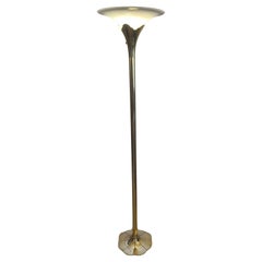 Art Deco Style Stiffel Solid Brass Tulip Torchiere Floor Lamp