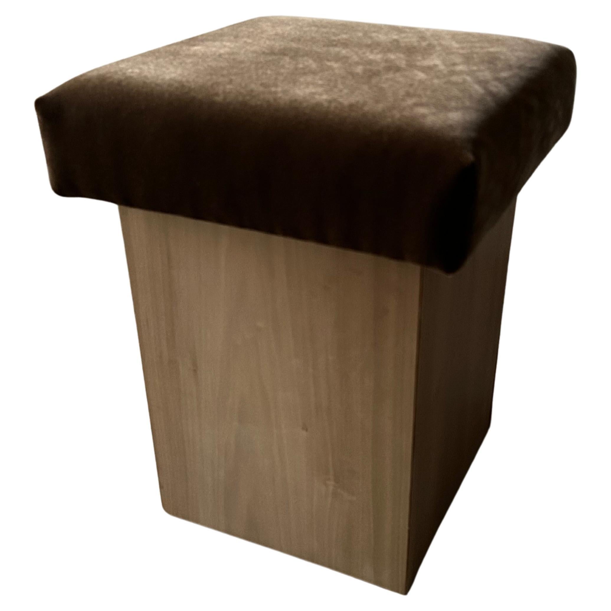 Art Deco Style Stool (Natural Finish) For Sale